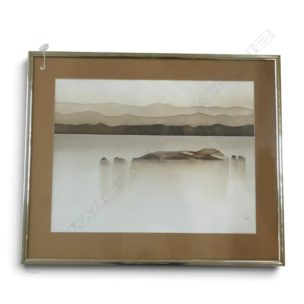 SIGNED BROWN LANDSCAPE WC 500x660mm Image 1++