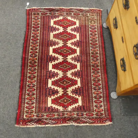 HAND KNOTTED ALL WOOL RUG 1280x870mm
