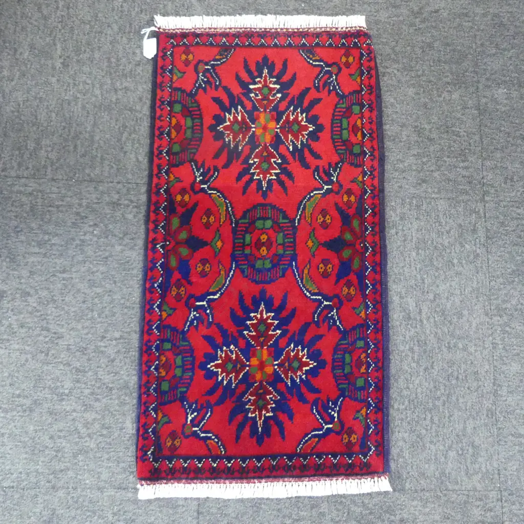 SMALL HAND-KNOTTED ANDKHOY RUG, 800 x 410mm Image 1++