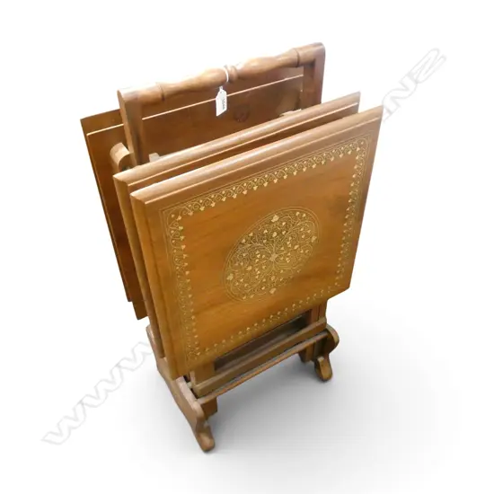 4 WOODEN PICNIC TABLES IN CARRY RACK - MADE IN PAKISTAN