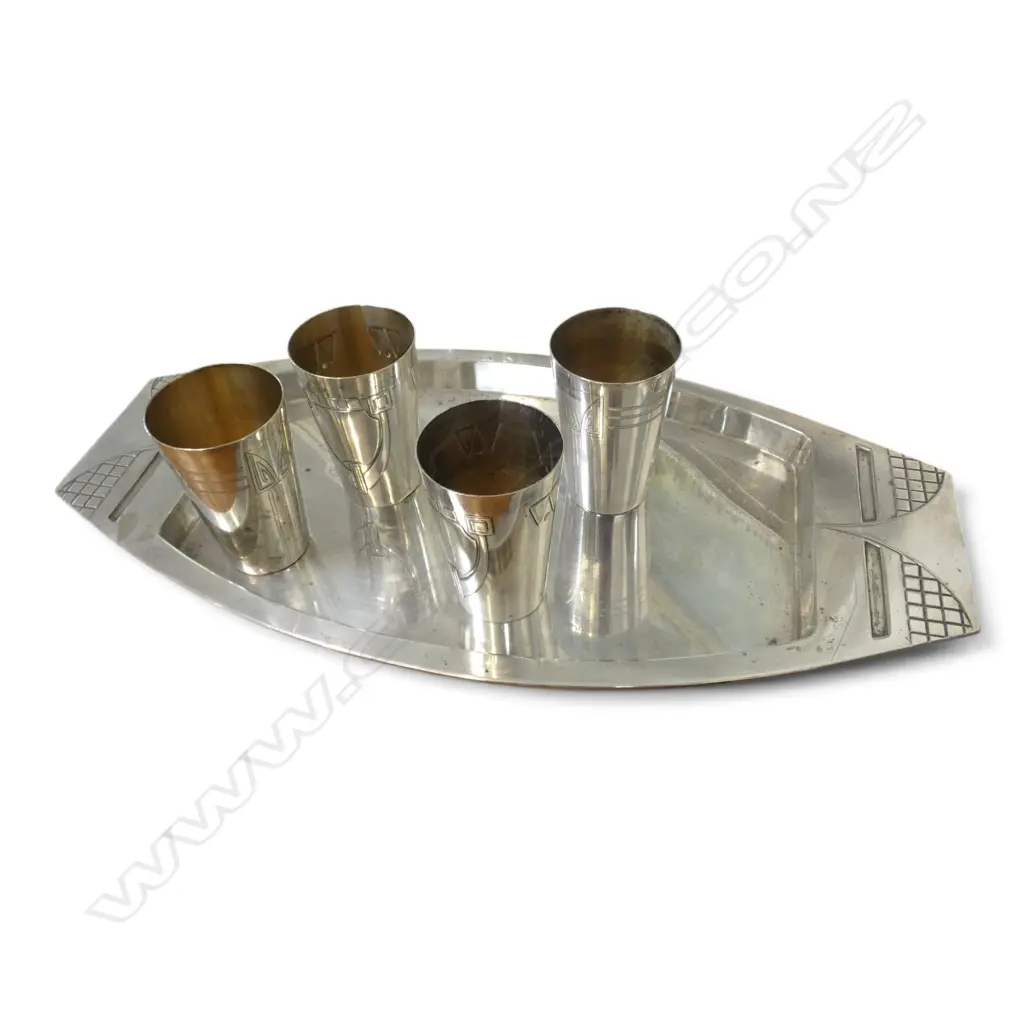 WMF SILVER PLATE TRAY + 4 CUPS W.435mm Image 1++