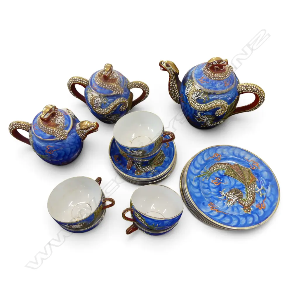27 PCE JAPANESE TEA SET; 6 TRIOS, TEAPOT, MILK & SUGAR Image 1++
