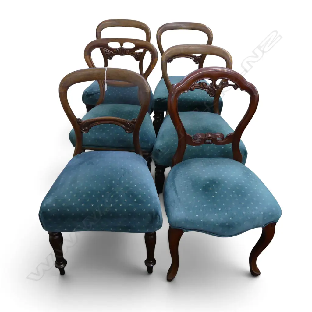 6 VICTORIAN BALLOON BACK CHAIRS NOT ALL MATCHING Image 1++