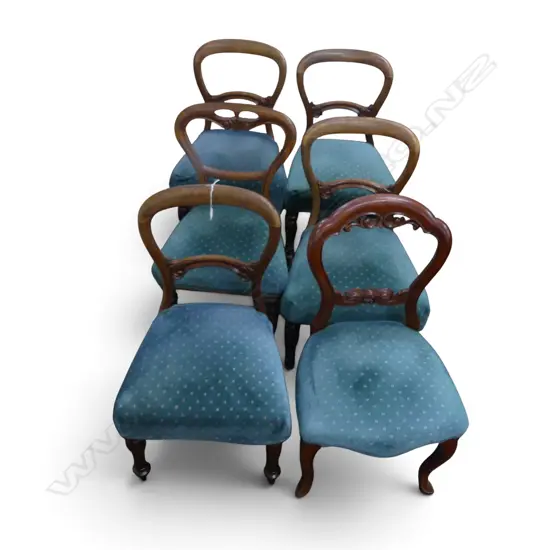 6 VICTORIAN BALLOON BACK CHAIRS NOT ALL MATCHING