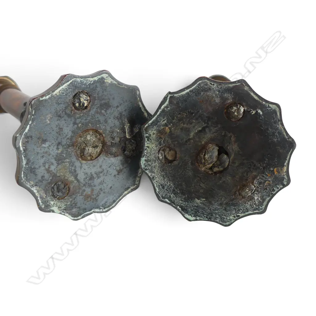 PR OF GOERGIAN COPPER & PEWTER CANDLESTICKS H240MM Image 1++