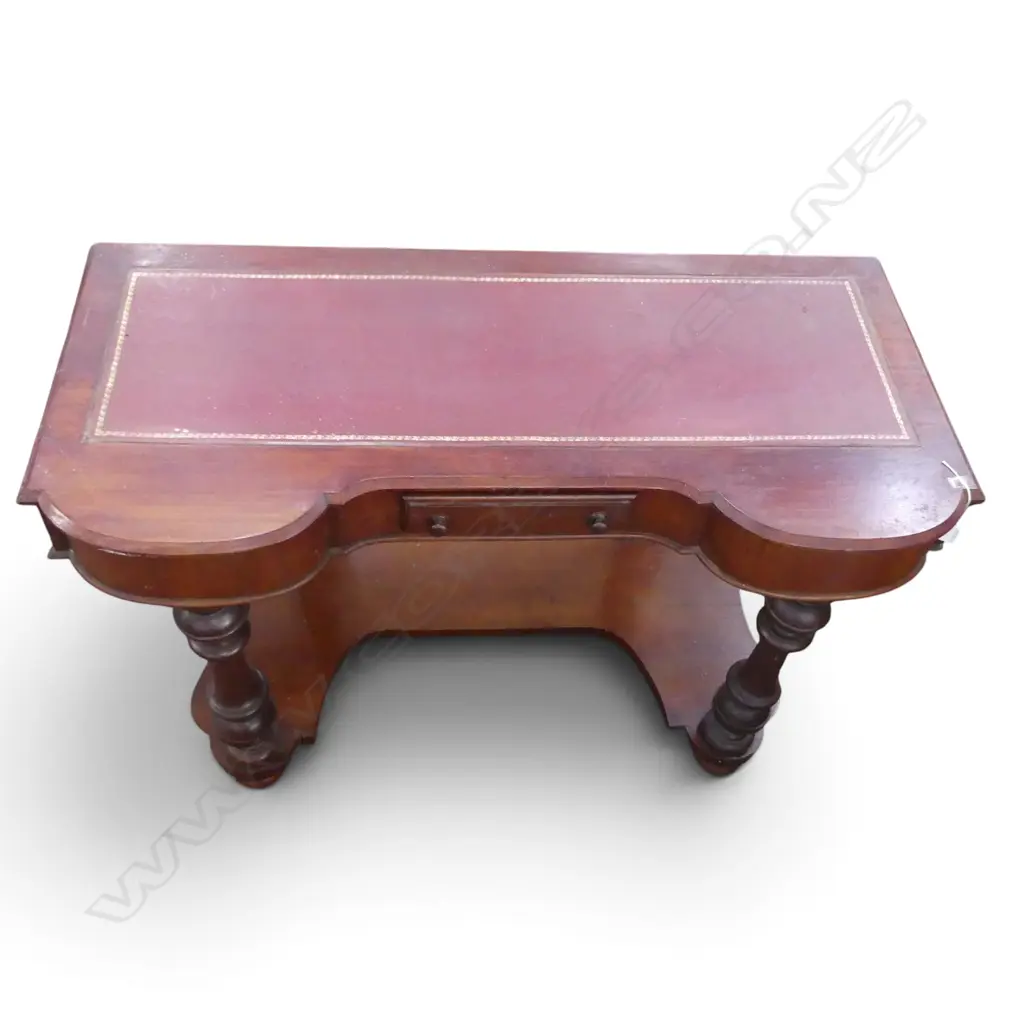 VICTORIAN MAHOGANY WASH STAND w. INSET LEATHER TOP 1200x550x710mm Image 1++