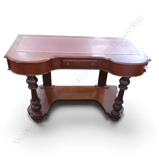 VICTORIAN MAHOGANY WASH STAND w. INSET LEATHER TOP 1200x550x710mm