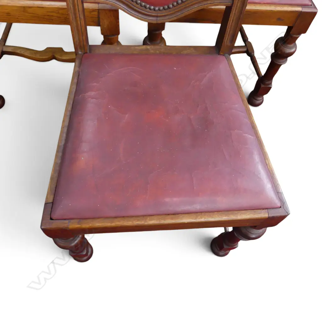 5 OAK & LEATHER DINING CHAIRS Image 1++