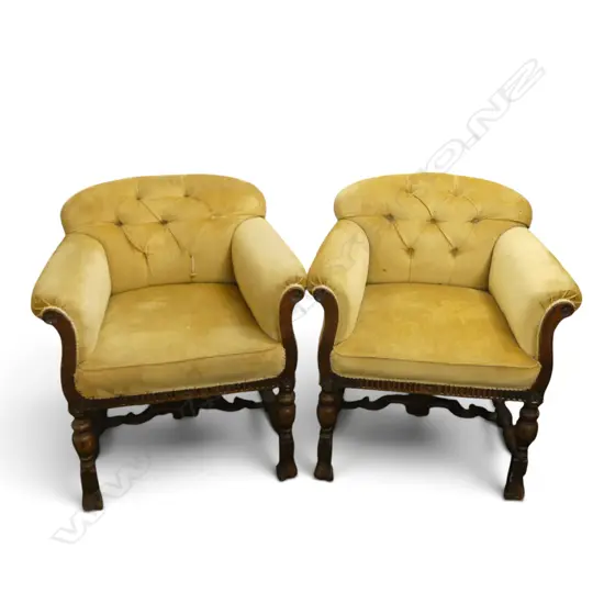 PR VELVET UPHOLSTERED ARMCHAIRS