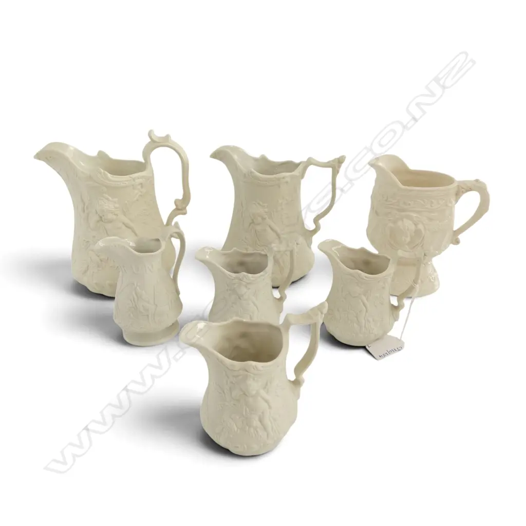 COLLECTION OF 7 STAFFORTSHIRE BLANC DE CHINE FIGURE JUGS H190 TALLEST 100MM SMALLEST Image 1++