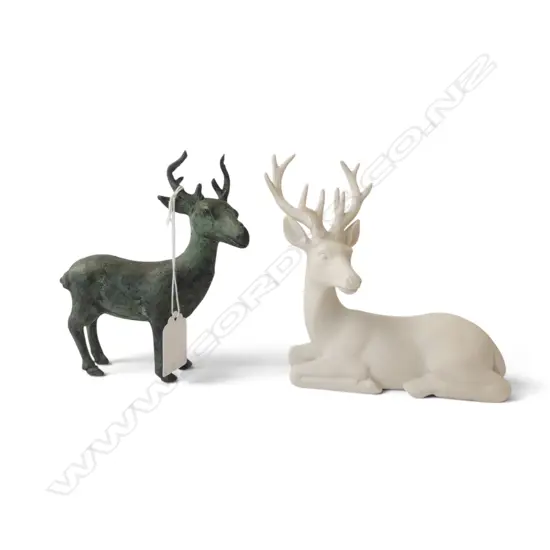 2 DEER ORNAMENTS brass & other H.135mm