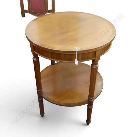 WALNUT 2 TIER ROUND SIDETABLE PIRI NEARY MAKER H760 DIA610MM
