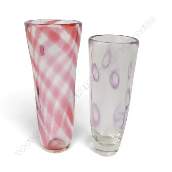 2 ART GLASS VASES both signed & dated 2007 H.320mm