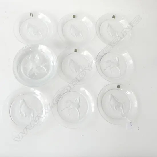 12 JAPANESE HOYA CRYSTAL HORSE DISHES Dia.185mm