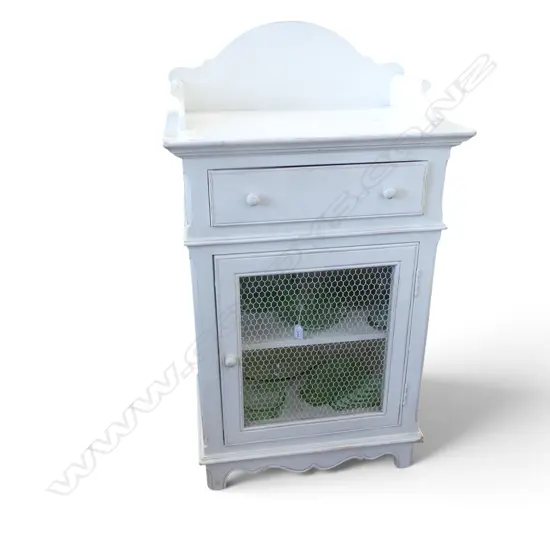 WHITE PAINTED COUNTRY CABINET MESH DOOR 630x420x1110mm