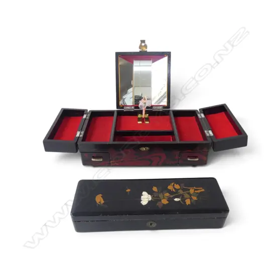 2 ORIENTAL LACQUER BOXES W.305mm