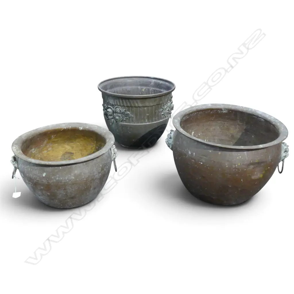 3 COPPER JARDINIERES H.250mm  Image 1++