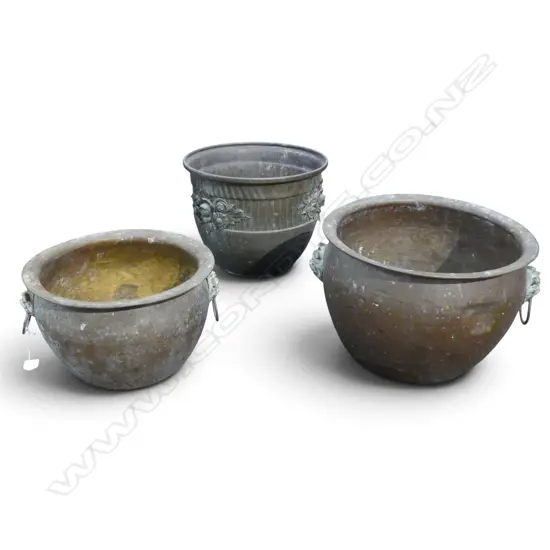 3 COPPER JARDINIERES H.250mm 