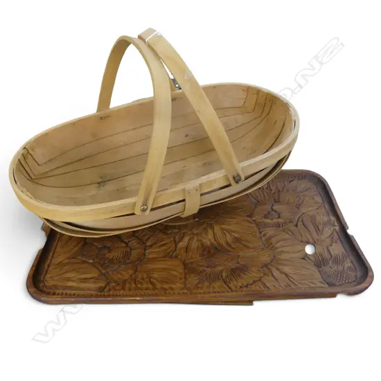 WOODEN TRUG BASKET W.540mm + TRAY 335x560mm