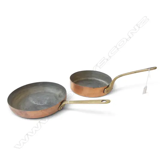 2 COPPER FRY PANS 220mm dia