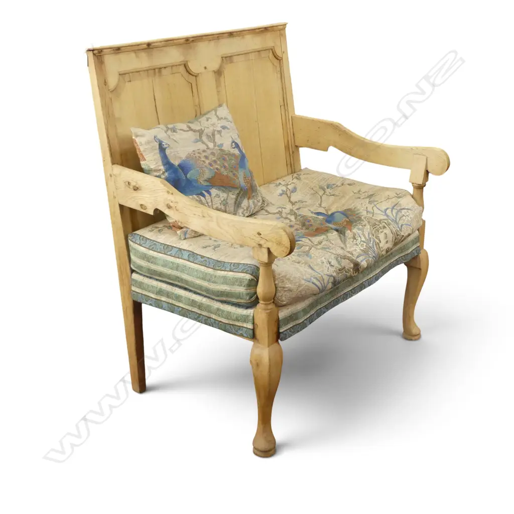 BLOND OAK SETTLE FEATHER SQUAB & CUSHION W940 H1060MM Image 1++
