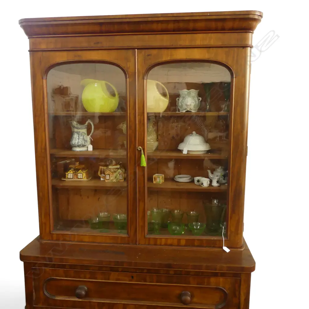 VICTORIAN MAHOGANY BOOKCASE CABINET 1210x500x2195mm Image 1++