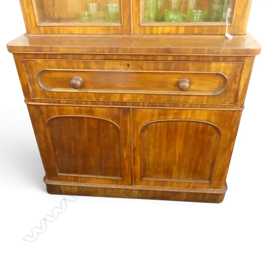 VICTORIAN MAHOGANY BOOKCASE CABINET 1210x500x2195mm Image 1++