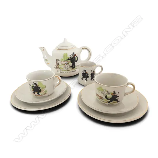 8 PC VINTAGE FELIX the CAT NURSERY TEA SET