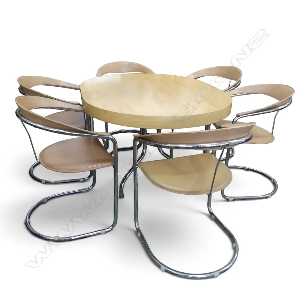 MODERN TABLE & 6 CHAIRS wear to arms 1260x1045x740mm Image 1++