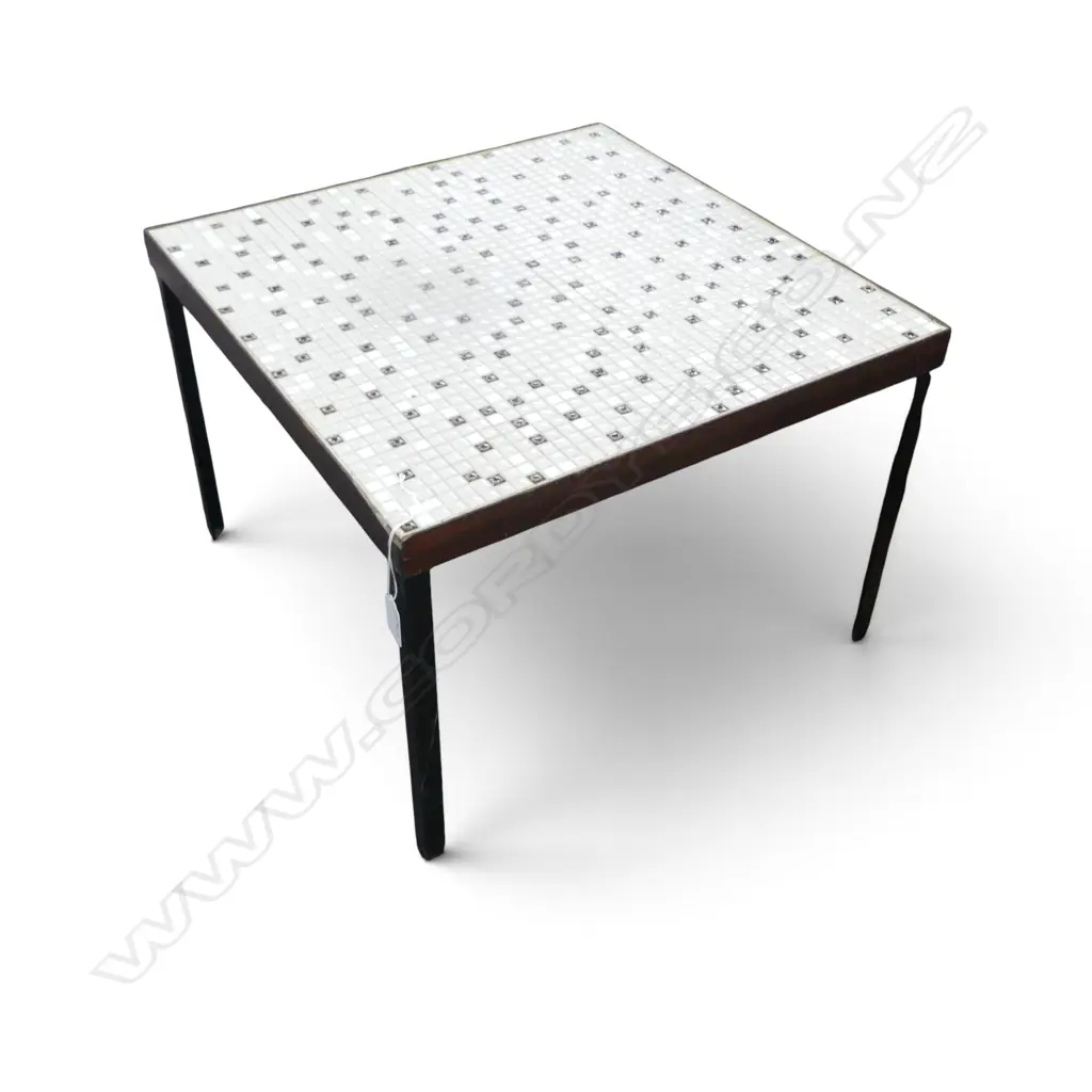 MID CENTURY TILED SIDETABLE 490MM SQUARE H350MM Image 1++