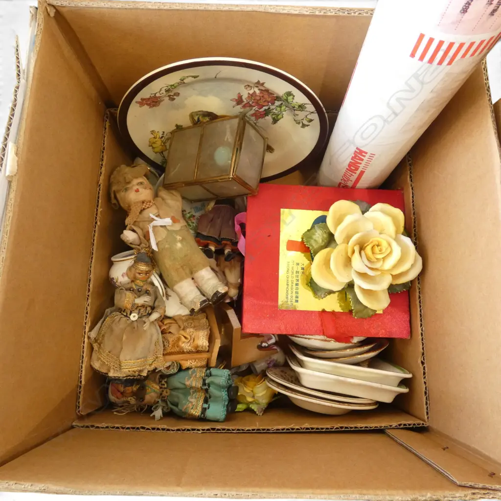BOX OF ASST. COLLECTIBLES & CHINA  Image 1++