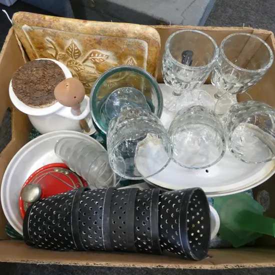 ASST. KITCHEN WARE; GLASSES, ETC