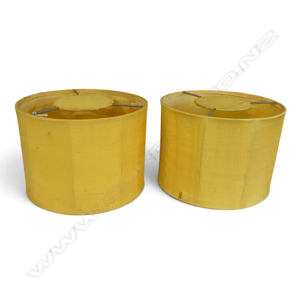 2 YELLOW FABRIC LAMP SHADES H.200mm 280mm dia Image 1++
