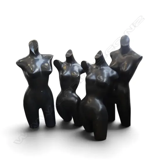 4 RETRO BLACK PLASTIC MANNEQUIN BUSTS H.900mm