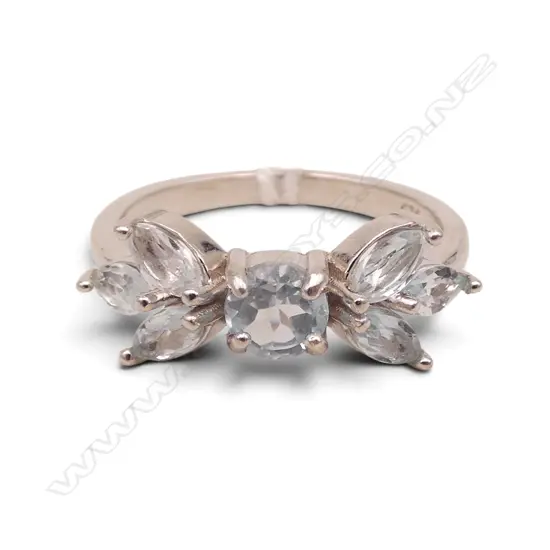 SILVER AQUAMARINE RING, SIZE P