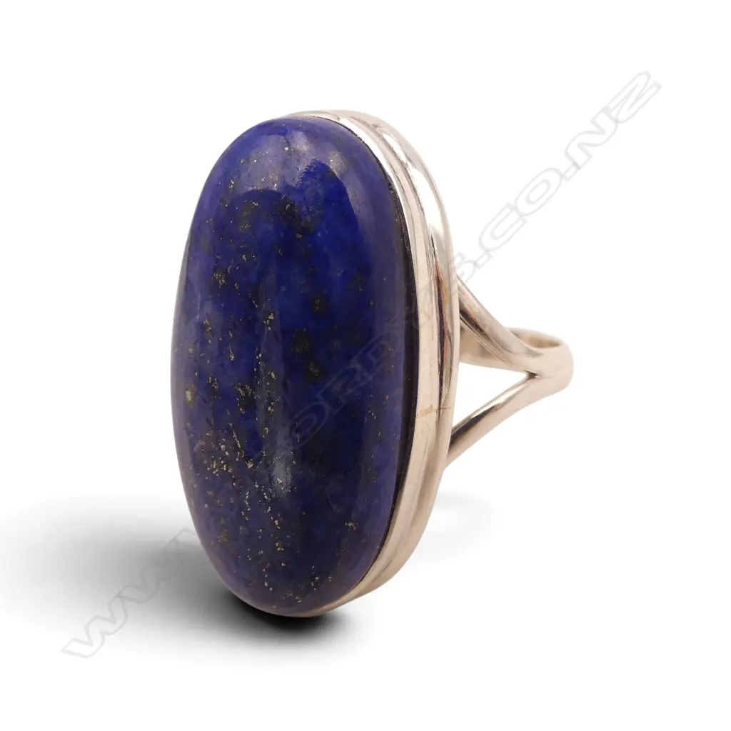 SILVER LAPIS LAZULI RING, SIZE P1/2 Image 1++