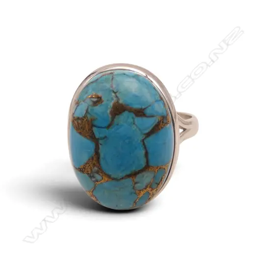 SILVER TURQUOISE RING SIZE R