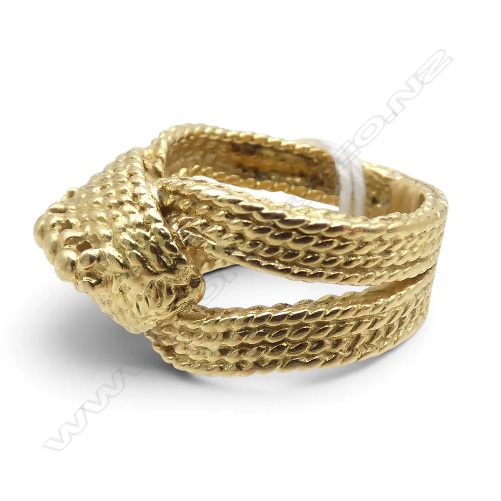 18CT ROPE STYLE DESIGNER RING 15.7gms SIZE Q Image 1++