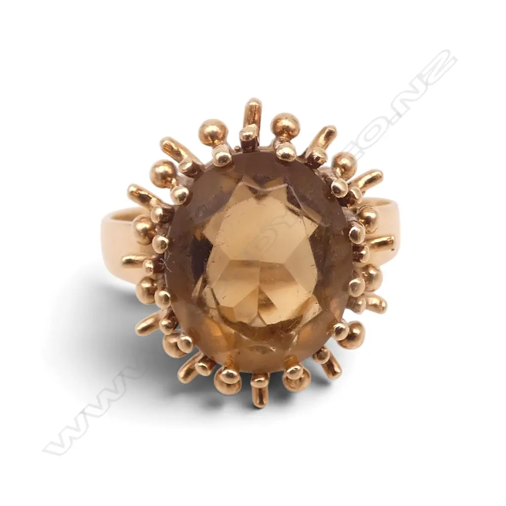 9ct DESIGNER CITRINE DRESS RING 4.2gms SIZE P Image 1++