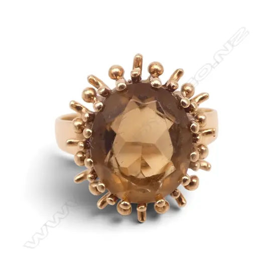 9ct DESIGNER CITRINE DRESS RING 4.2gms SIZE P
