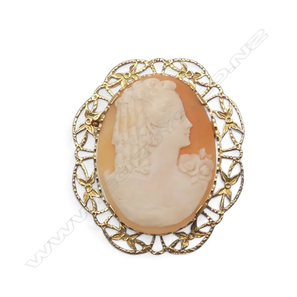 18ct GOLD CAMEO BROOCH 12.78gms Image 1++