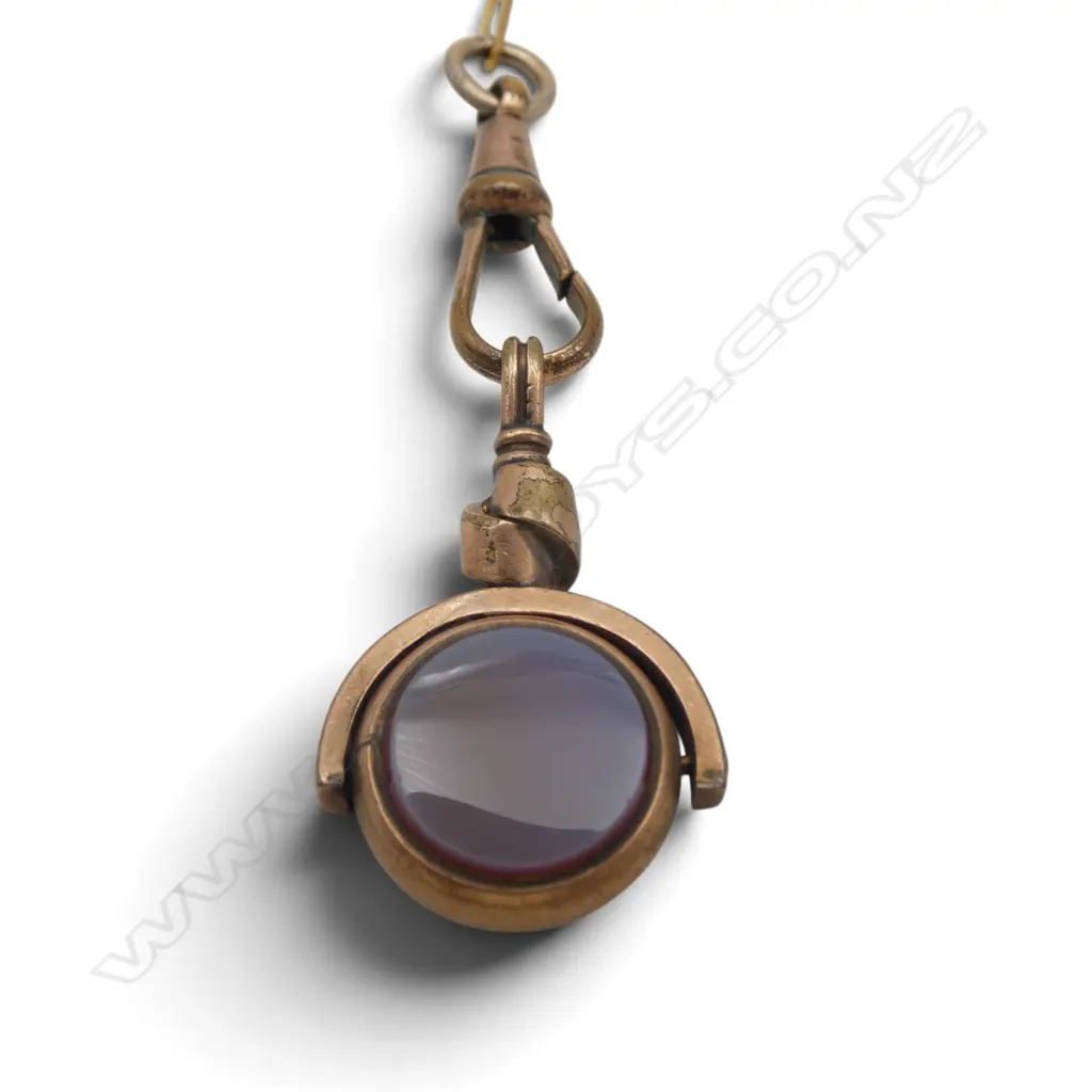 GOLD PLATED PEN, CHAIN AND FOB SPINNER Image 1++