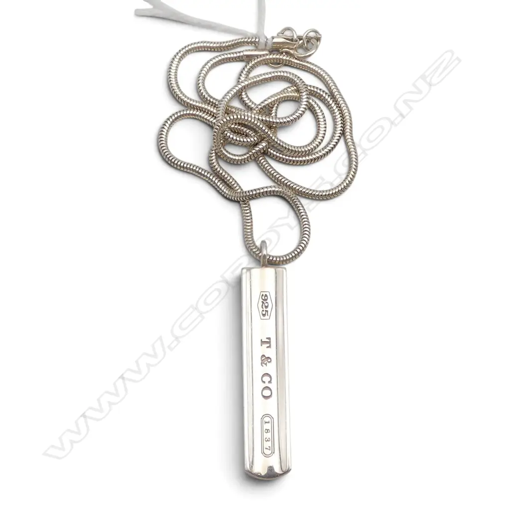 TIFFANY & CO STG SILVER INGOT PENDANT NECKLACE 13.02gms Image 1++