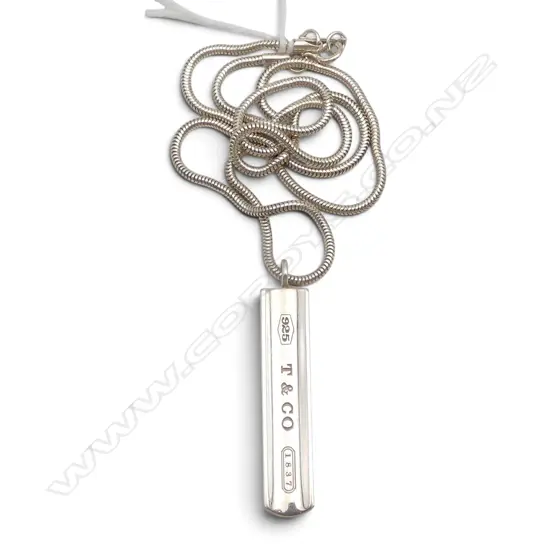 TIFFANY & CO STG SILVER INGOT PENDANT NECKLACE 13.02gms