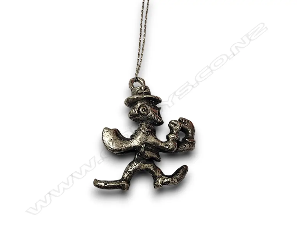 STERLING SILVER CHAIN W NOTRE DAME FIGHTING IRISH LEPRECHAUN MASCOT PENDANT Image 1++