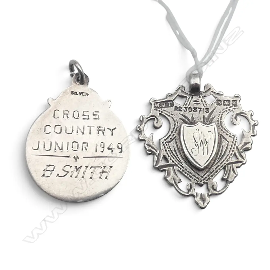 STG SILVER FOB MEDALLION, BIRMINGHAM 1906 + SILVER FOB PENDANT 13gms Image 1++