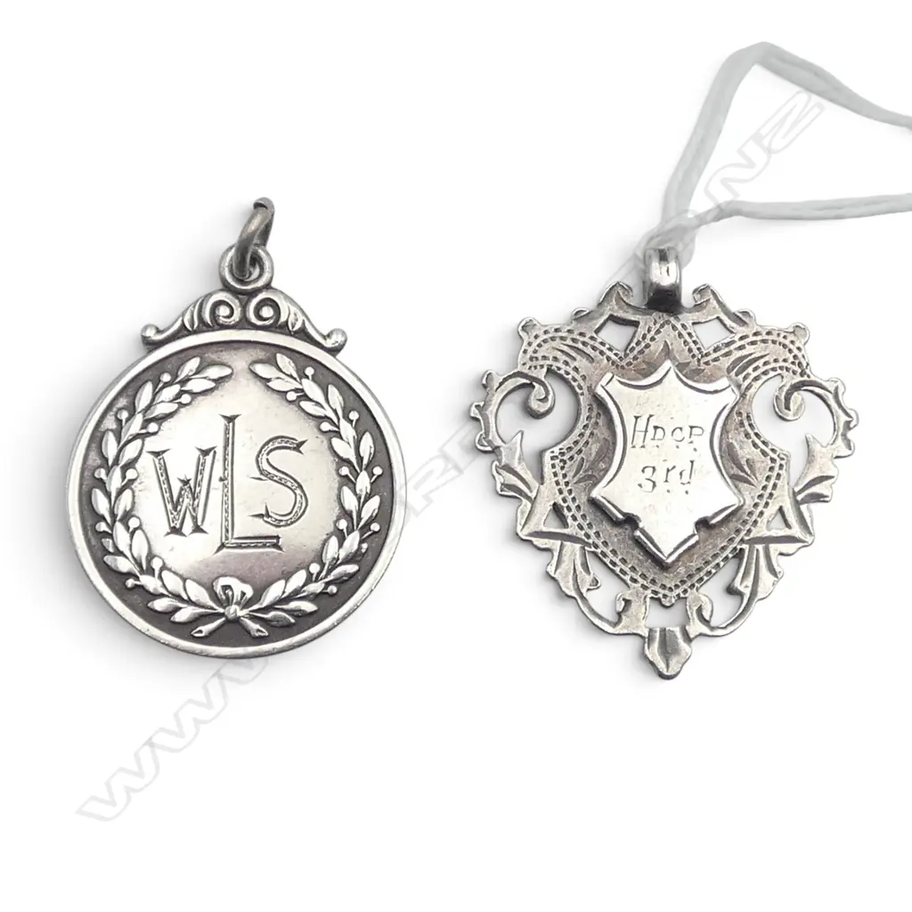 STG SILVER FOB MEDALLION, BIRMINGHAM 1906 + SILVER FOB PENDANT 13gms Image 1++
