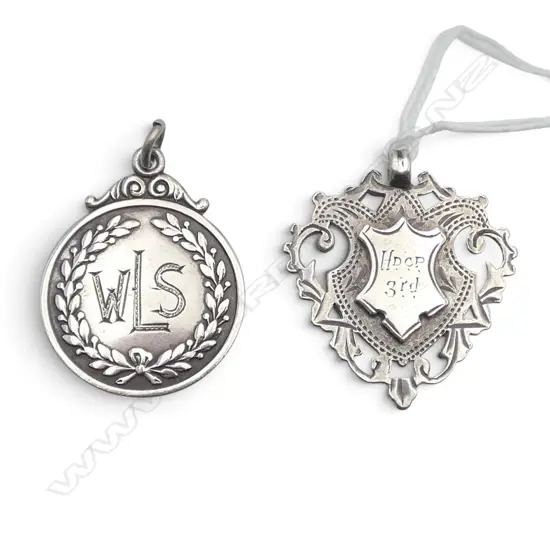 STG SILVER FOB MEDALLION, BIRMINGHAM 1906 + SILVER FOB PENDANT 13gms