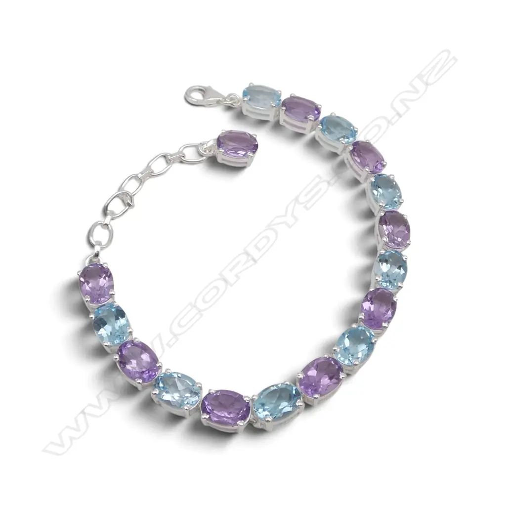 SILVER AMETHYST & BLUE TOPAZ BRACELET Image 1++