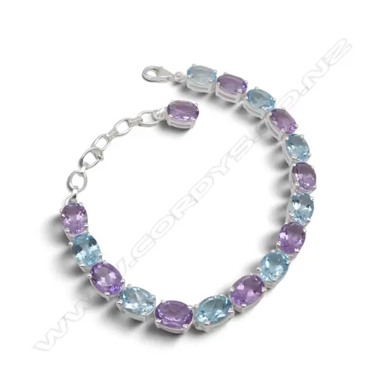 SILVER AMETHYST & BLUE TOPAZ BRACELET